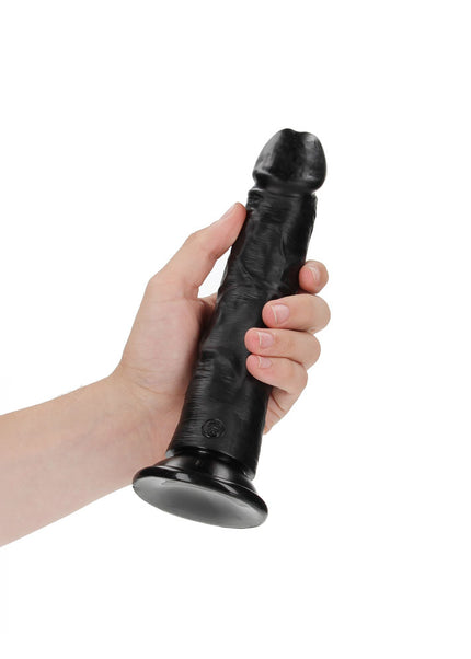 REALROCK Realistic Regular Curved Dildo with Suction Cup - 20 cm - Black 20 cm (8'') Dong