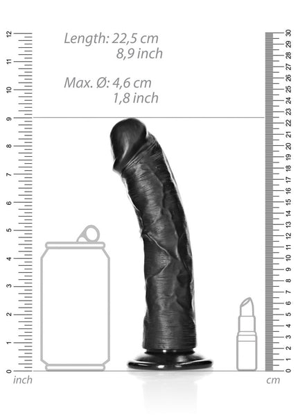 REALROCK Realistic Regular Curved Dildo with Suction Cup - 20 cm - Black 20 cm (8'') Dong