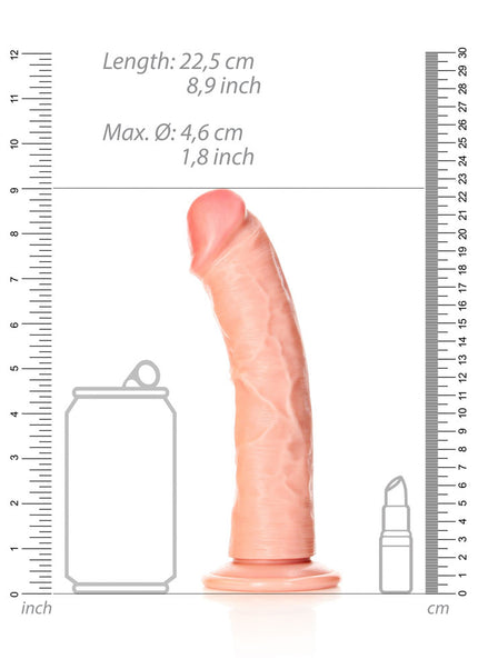 REALROCK Realistic Regular Curved Dildo with Suction Cup - 20 cm - Flesh 20 cm (8'') Dong