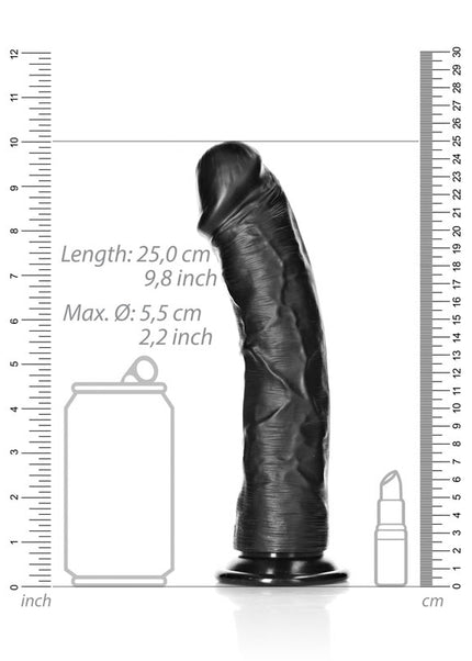 REALROCK Realistic Regular Curved Dildo with Suction Cup - 23 cm - Black 23 cm (9'') Dong