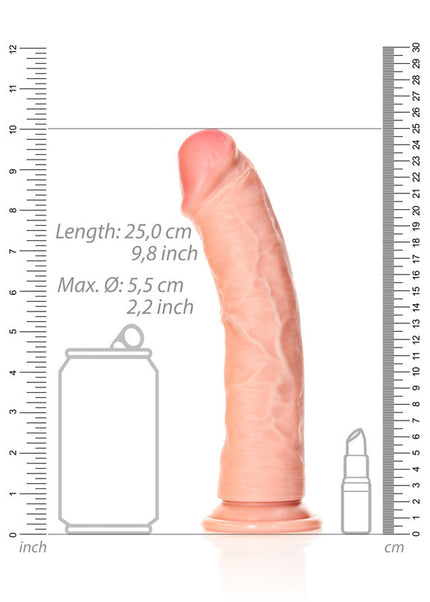 REALROCK Realistic Regular Curved Dildo with Suction Cup - 23 cm - Flesh 23 cm (9'') Dong