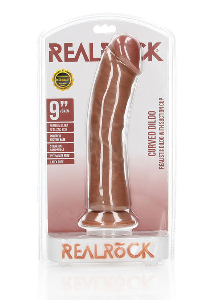 REALROCK Realistic Regular Curved Dildo with Suction Cup - 23 cm - Tan 23 cm (9'') Dong