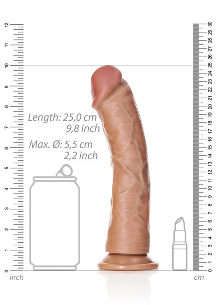 REALROCK Realistic Regular Curved Dildo with Suction Cup - 23 cm - Tan 23 cm (9'') Dong