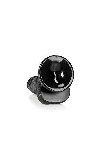 REALROCK Realistic Regular Curved Dong with Balls - 15.5 cm - Black 15.5 cm (6'') Dong