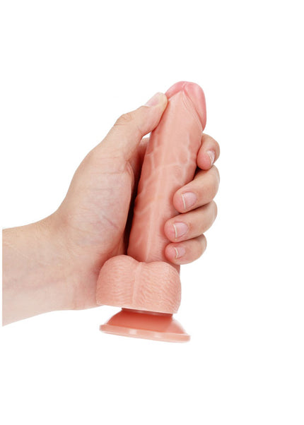 REALROCK Realistic Regular Curved Dong with Balls - 15.5 cm - Flesh 15.5 cm (6'') Dong