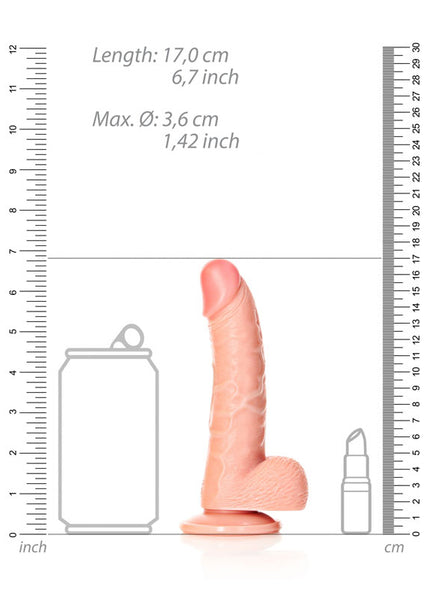 REALROCK Realistic Regular Curved Dong with Balls - 15.5 cm - Flesh 15.5 cm (6'') Dong