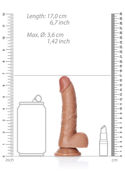 REALROCK Realistic Regular Curved Dong with Balls - 15.5 cm - Tan 15.5 cm (6'') Dong