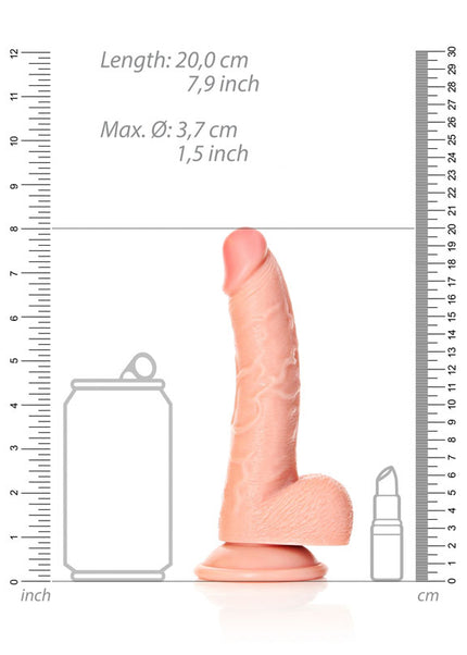 REALROCK Realistic Regular Curved Dong with Balls - 18 cm - Flesh 18 cm (7'') Dong