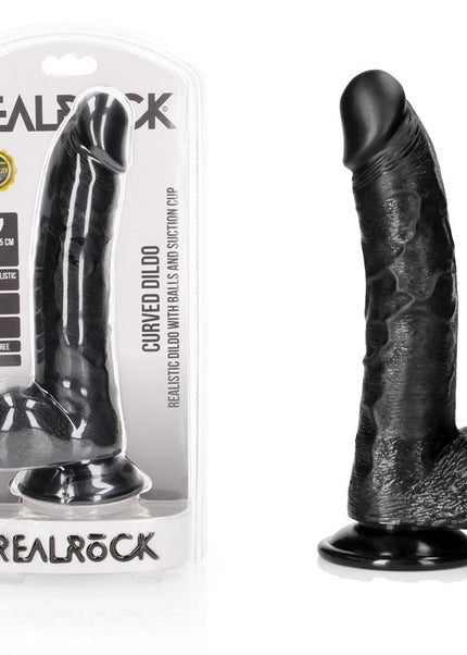 REALROCK Realistic Regular Curved Dong with Balls - 20.5 cm - Black 20.5 cm (8'') Dong