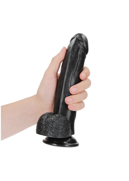 REALROCK Realistic Regular Curved Dong with Balls - 20.5 cm - Black 20.5 cm (8'') Dong