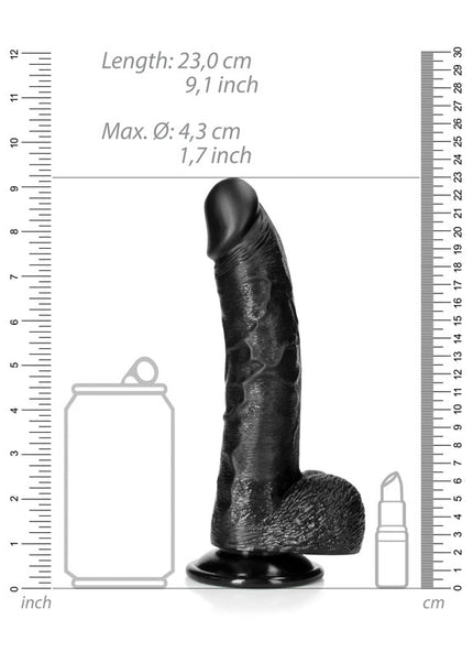 REALROCK Realistic Regular Curved Dong with Balls - 20.5 cm - Black 20.5 cm (8'') Dong