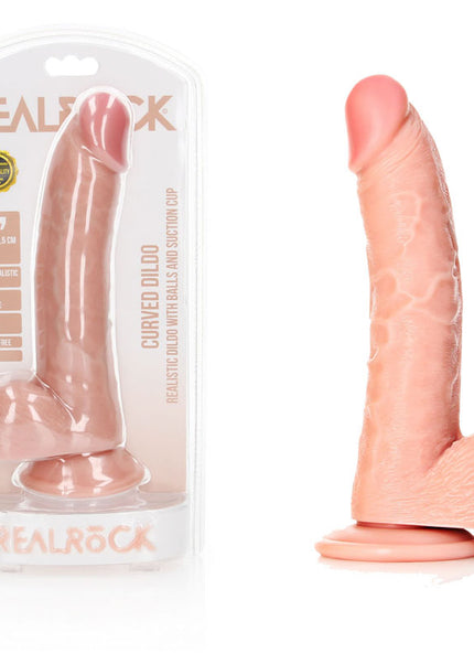 REALROCK Realistic Regular Curved Dong with Balls - 20.5 cm - Flesh 20.5 cm (8'') Dong