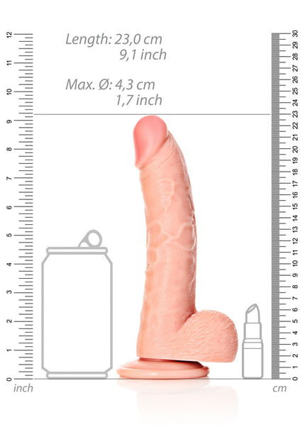 REALROCK Realistic Regular Curved Dong with Balls - 20.5 cm - Flesh 20.5 cm (8'') Dong