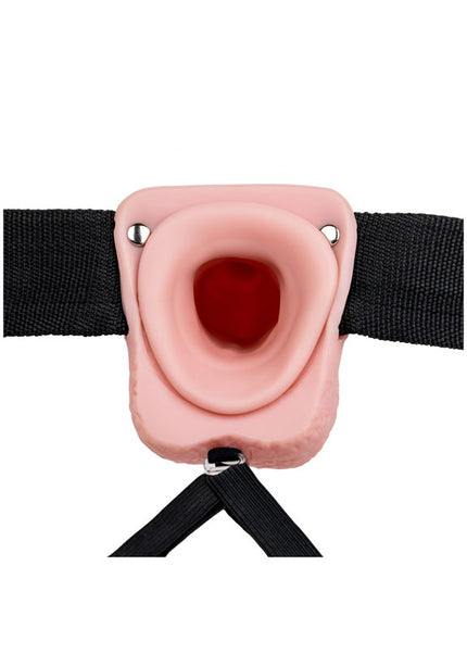 REALROCK Vibrating Hollow Strapon + Balls - 23cm Flesh - Flesh 23 cm Vibrating Hollow Strap-On