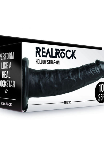 REALROCK Hollow Strap-on - 24.5 cm Black - Black 24.5 cm Hollow Strap-On