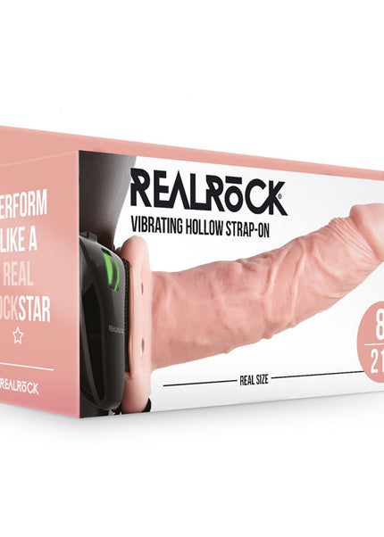 REALROCK Vibrating Hollow Strap-on - 20.5 cm Flesh - Flesh 20.5 cm Vibrating Hollow Strap-On