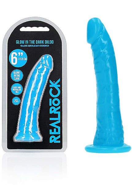 REALROCK 15.5 cm Slim Glow in the Dark Neon - Blue - Glow in Dark Blue 15.5 cm (6'') Dong