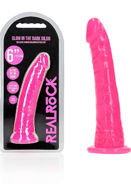 REALROCK 15.5 cm Slim Glow in the Dark Neon - Pink - Glow in Dark Pink 15.5 cm (6'') Dong