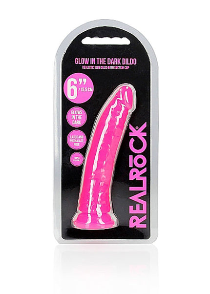 REALROCK 15.5 cm Slim Glow in the Dark Neon - Pink - Glow in Dark Pink 15.5 cm (6'') Dong
