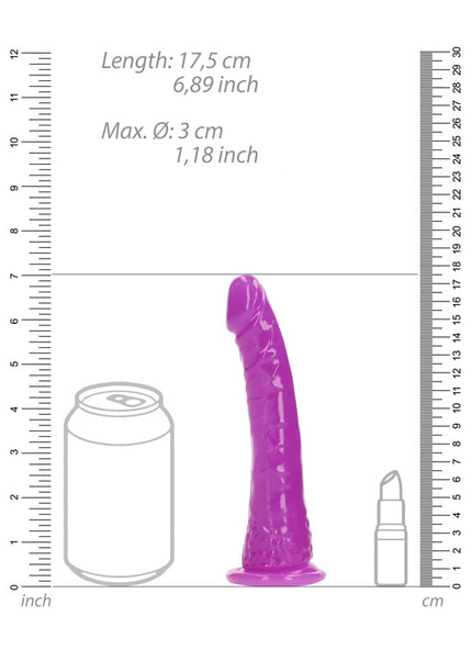REALROCK 15.5 cm Slim Glow in the Dark Neon - Purple - Glow in Dark Purple 15.5 cm (6'') Dong