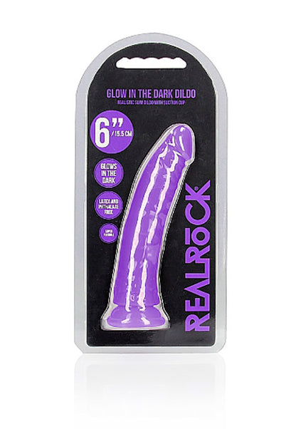 REALROCK 15.5 cm Slim Glow in the Dark Neon - Purple - Glow in Dark Purple 15.5 cm (6'') Dong