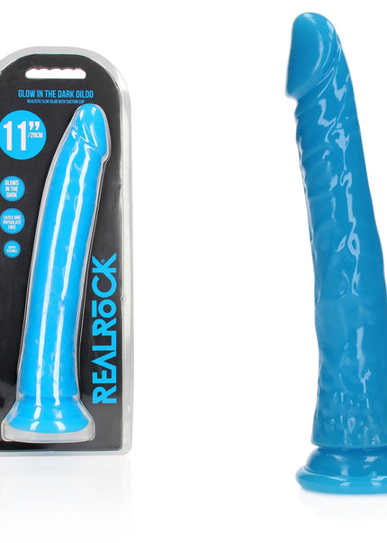 REALROCK 29 cm Slim Glow in the Dark Neon - Blue - Glow in Dark Blue 29 cm (11'') Dong