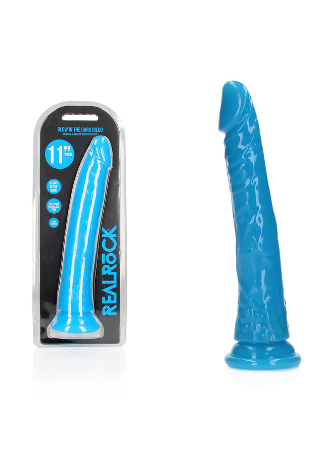 REALROCK 29 cm Slim Glow in the Dark Neon - Blue - Glow in Dark Blue 29 cm (11'') Dong