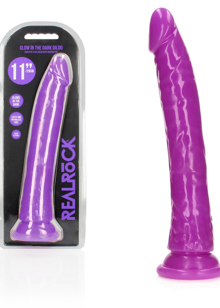 REALROCK 29 cm Slim Glow in the Dark Neon - Purple - Glow in Dark Purple 29 cm (11'') Dong