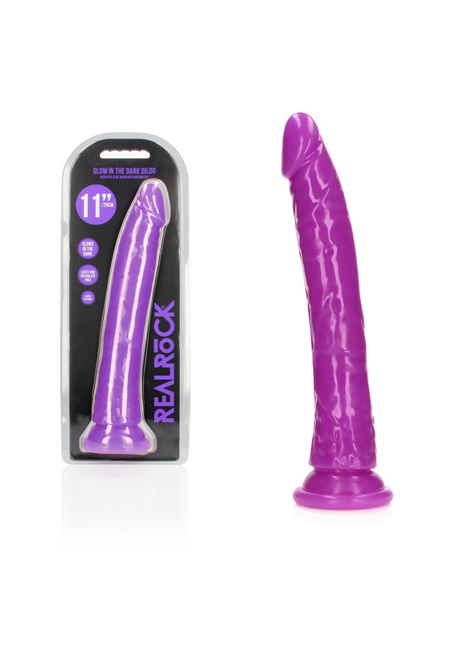 REALROCK 29 cm Slim Glow in the Dark Neon - Purple - Glow in Dark Purple 29 cm (11'') Dong