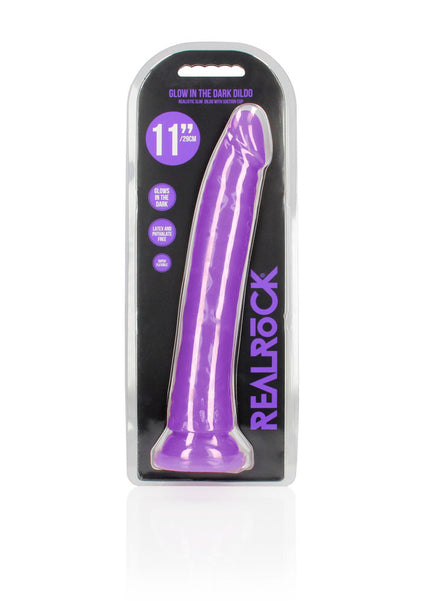 REALROCK 29 cm Slim Glow in the Dark Neon - Purple - Glow in Dark Purple 29 cm (11'') Dong