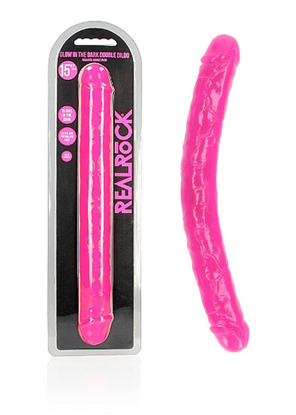 REALROCK 38 cm Double Dong Glow - Pink - Pink 38 cm (15'') Double Dong