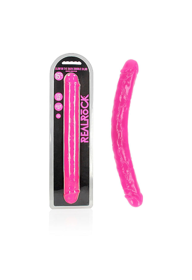 REALROCK 38 cm Double Dong Glow - Pink - Pink 38 cm (15'') Double Dong