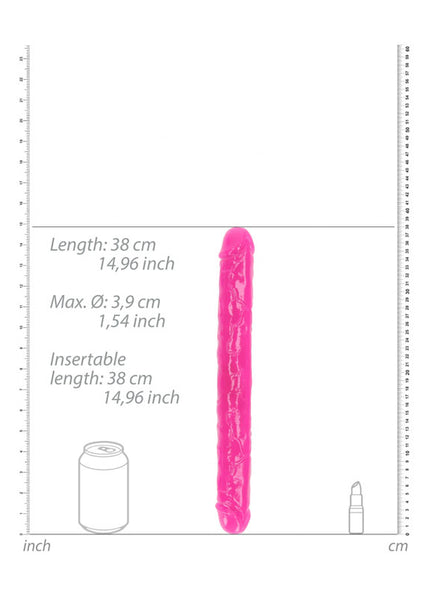 REALROCK 38 cm Double Dong Glow - Pink - Pink 38 cm (15'') Double Dong
