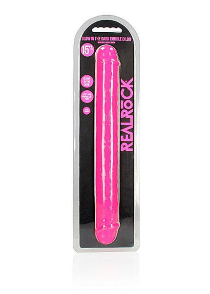 REALROCK 38 cm Double Dong Glow - Pink - Pink 38 cm (15'') Double Dong