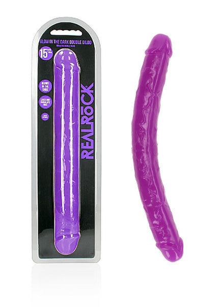 REALROCK 38 cm Double Dong Glow - Purple - Purple 38 cm (15'') Double Dong