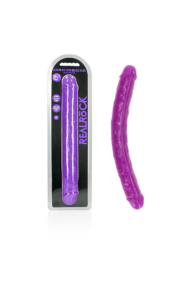 REALROCK 38 cm Double Dong Glow - Purple - Purple 38 cm (15'') Double Dong