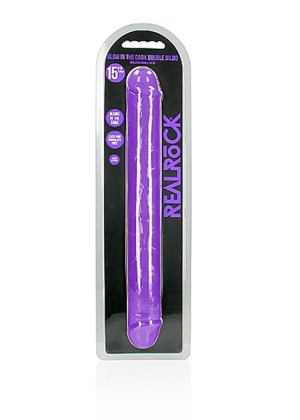 REALROCK 38 cm Double Dong Glow - Purple - Purple 38 cm (15'') Double Dong