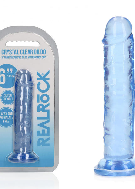 REALROCK 15.5 cm Straight Dildo - Blue - Blue 15.5 cm (6'') Dong
