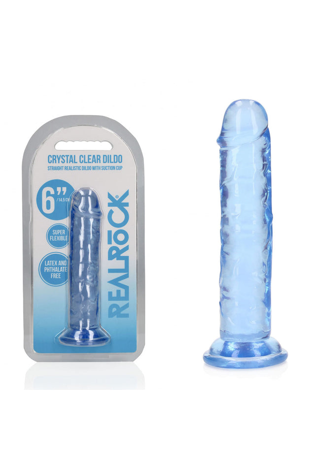 REALROCK 15.5 cm Straight Dildo - Blue - Blue 15.5 cm (6'') Dong