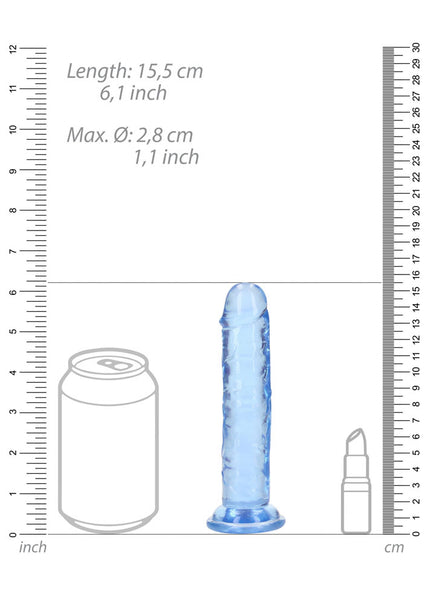 REALROCK 15.5 cm Straight Dildo - Blue - Blue 15.5 cm (6'') Dong