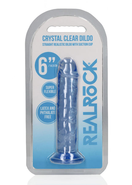 REALROCK 15.5 cm Straight Dildo - Blue - Blue 15.5 cm (6'') Dong