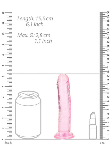 REALROCK 15.5 cm Straight Dildo - Pink - Pink 15.5 cm (6'') Dong