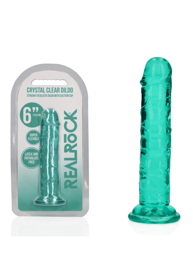 REALROCK 15.5 cm Straight Dildo - Turquoise - Turquoise 15.5 cm (6'') Dong