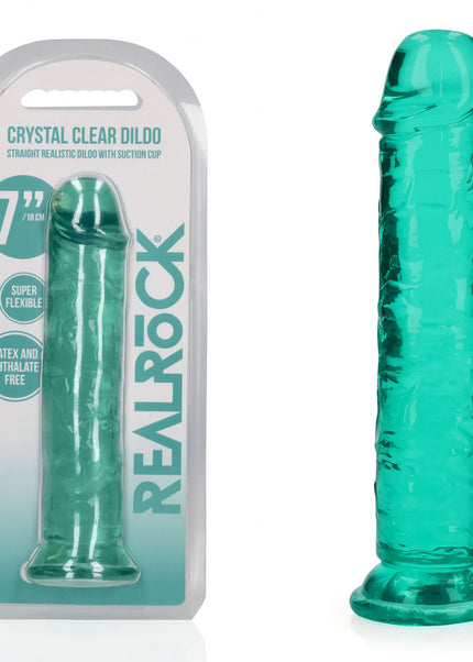 REALROCK 18 cm Straight Dildo - Turquoise - Turquoise 18 cm (7'') Dong