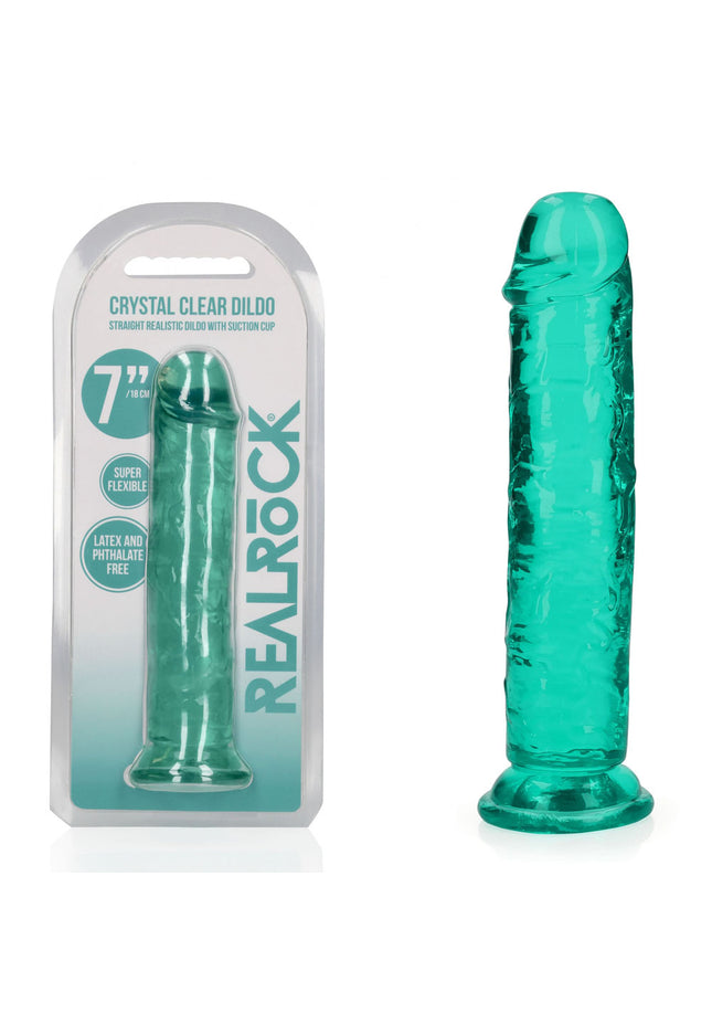 REALROCK 18 cm Straight Dildo - Turquoise - Turquoise 18 cm (7'') Dong