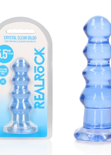 REALROCK Crystal Clear Curvy Anal Plug – Blue | 14 cm