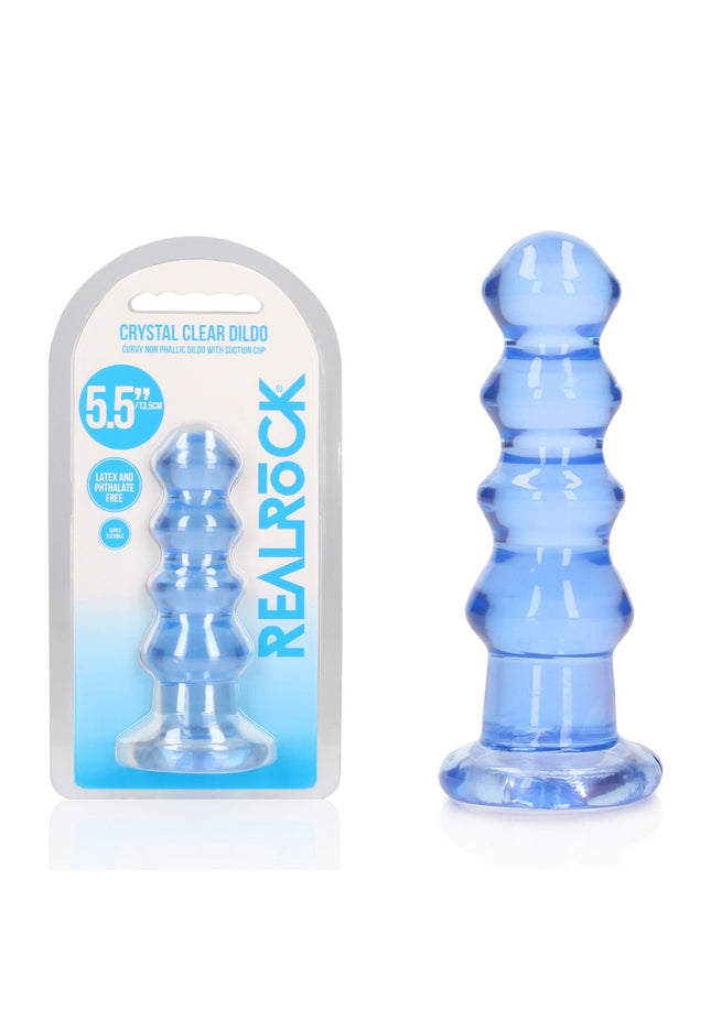 REALROCK Crystal Clear Curvy Anal Plug – Blue | 14 cm