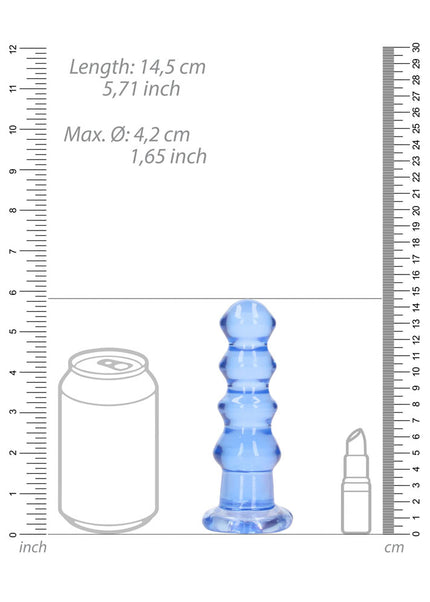 REALROCK Crystal Clear Curvy Anal Plug – Blue | 14 cm