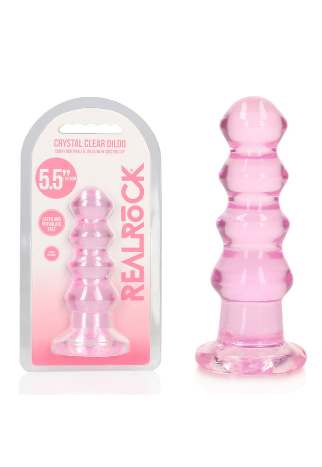 REALROCK Crystal Clear Curvy Anal Plug – Pink | 14 cm