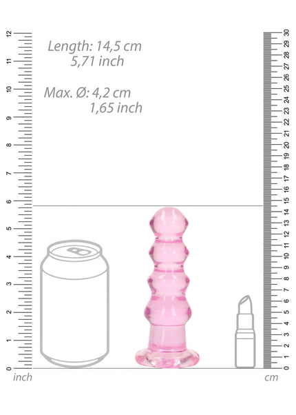 REALROCK Crystal Clear Curvy Anal Plug – Pink | 14 cm